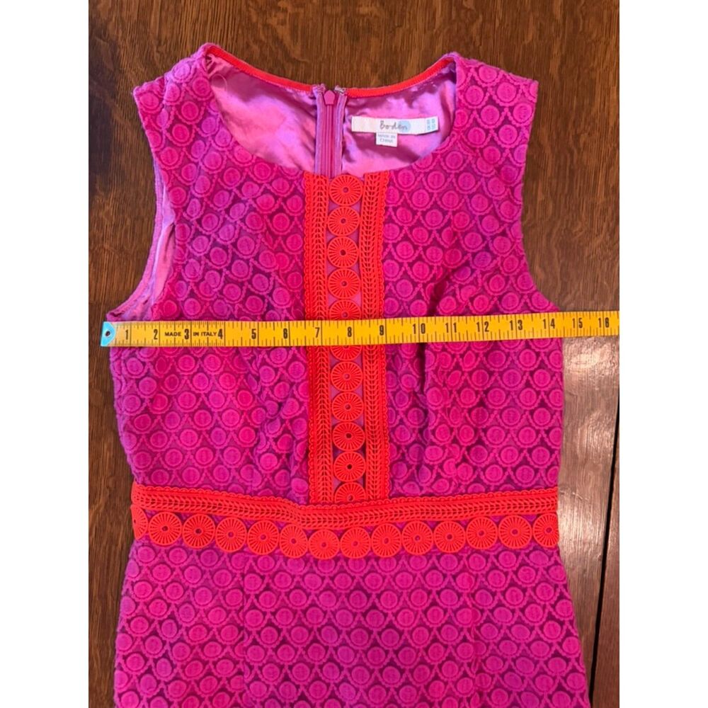 Boden Lydia Lace Crochet Sheath Dress Pink Orange Sleeveless Size US 4 UK 8 - Picture 9 of 10